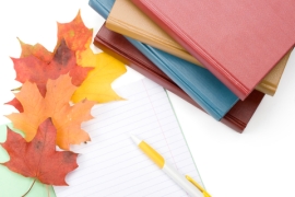 Back to school - books and leaves